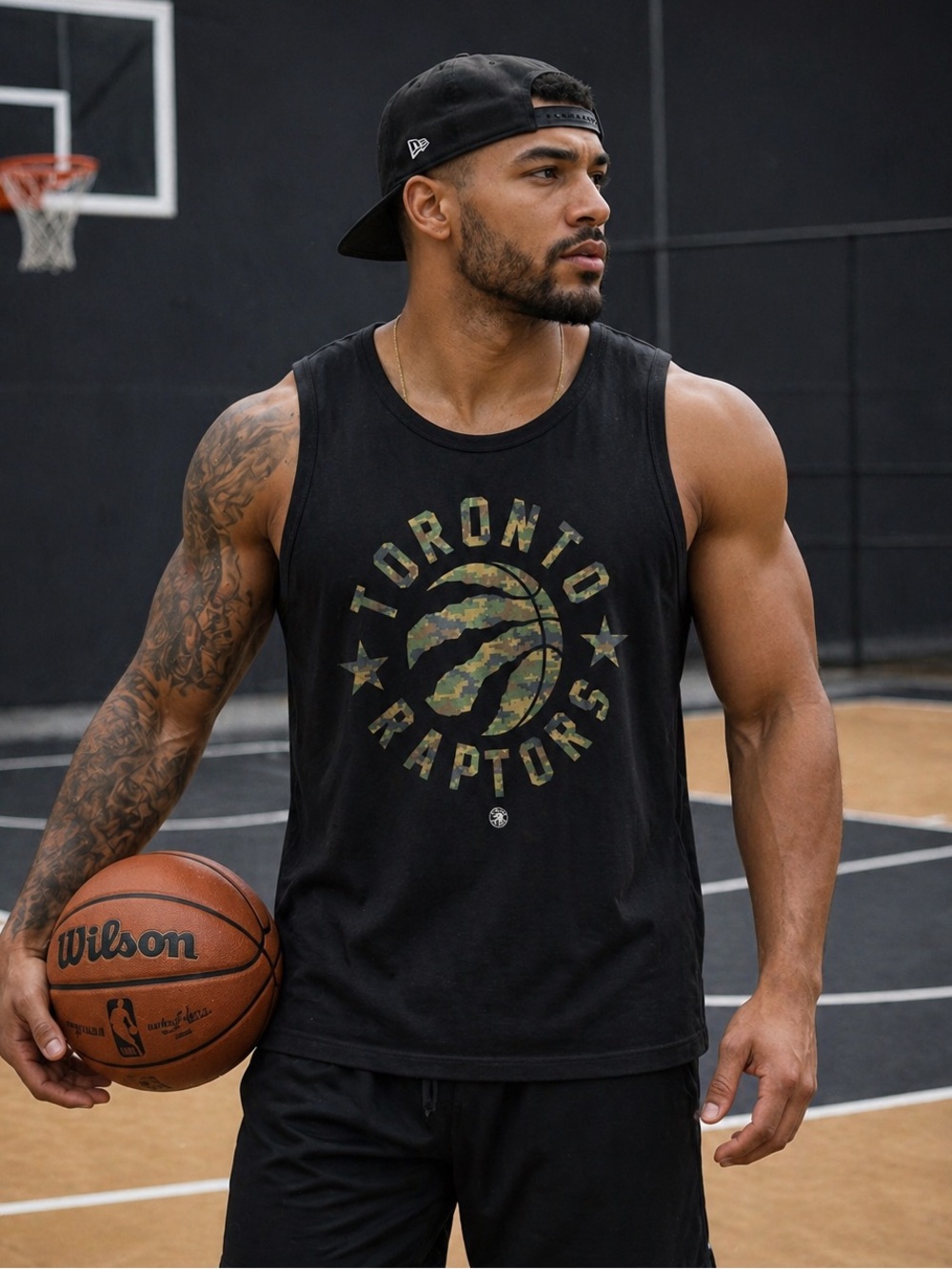 Toronto Raptors NBA Tank Top Camo Logo Black 2XL Athletic Basketball